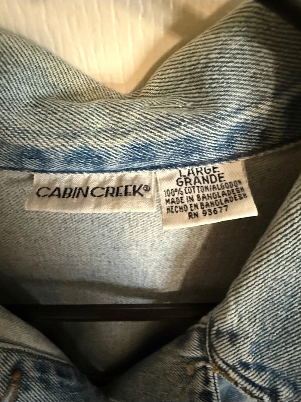 Vintage 1990s Cabin Creek Blue Denim Chore Jacket with Patch Pockets Sz Large - Picture 2 of 7